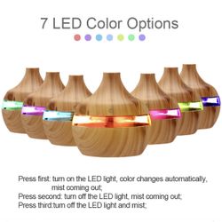 300ml Wood Essential Oil Diffuser Ultrasonic Usb Air Humidifier With 7 Color Led Lights Remote Control Office Home