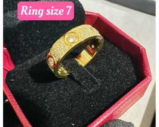 gold ring size7, 18k gold plated, color not fade (withbox)
