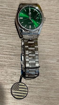 AJ - U.S.A Silver And Green Watch Quartz Movement With Tags