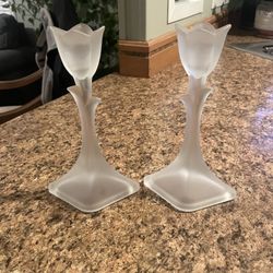 Frosted glass candle holders