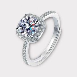 VVS1 Moissanite Square Halo Ring 1 Carat