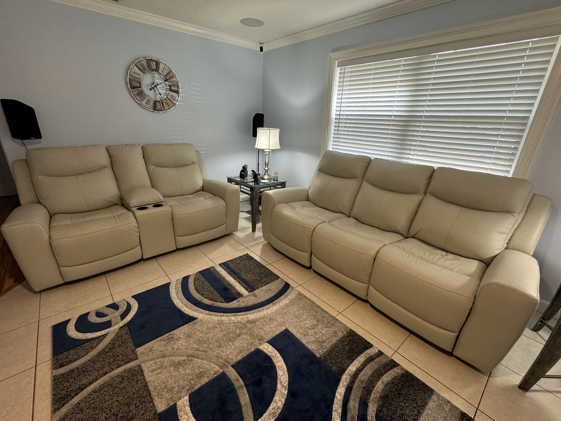 Leather Power Sofa And Loveseat