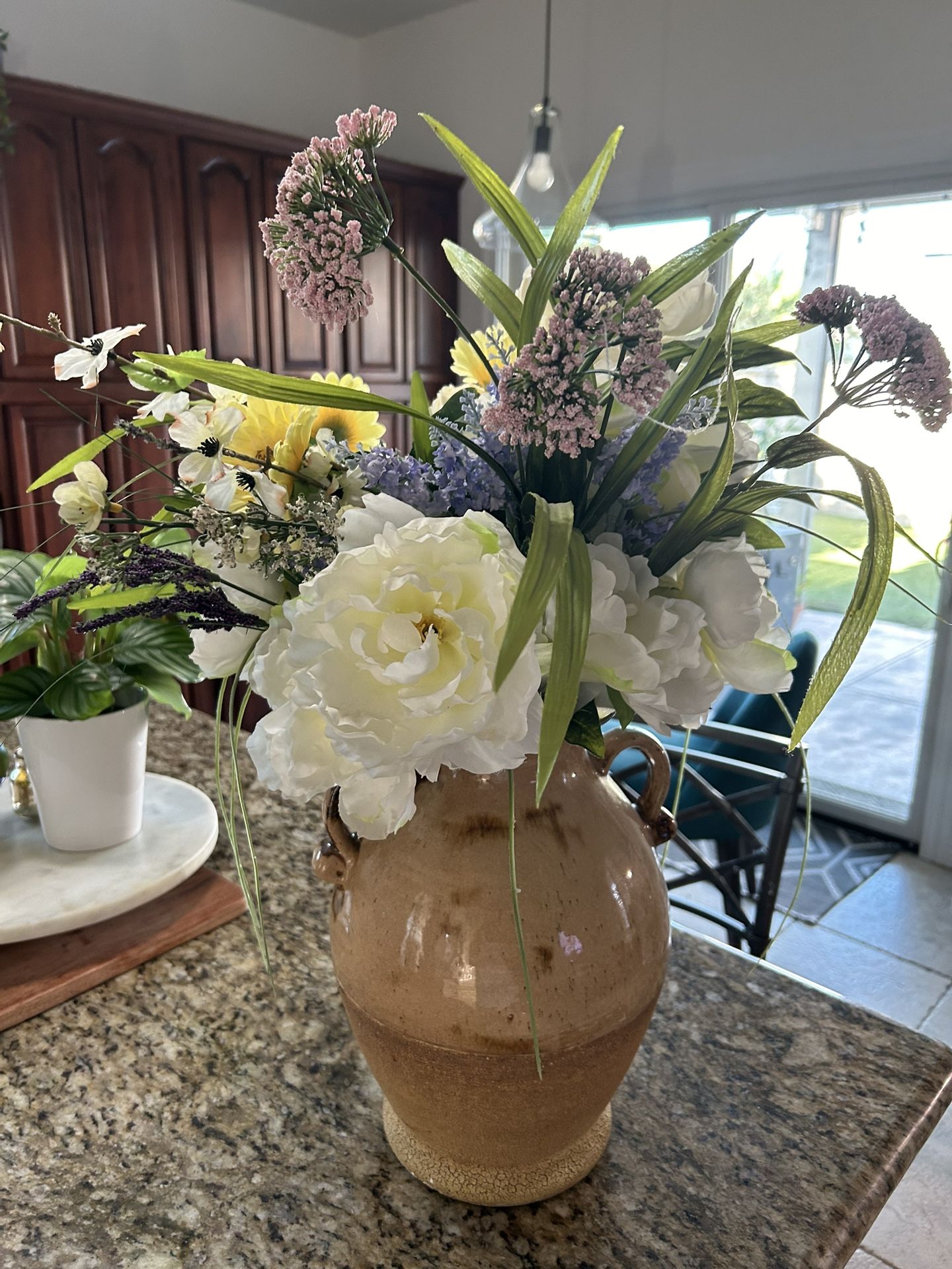 Faux Flower Arrangement with Vase 