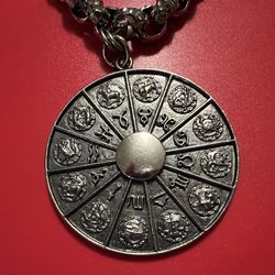 Zodiac Astrology Pendant Necklace by Napier, 1960's Napier Astrology Necklace, Vintage Silver Napier Pendan...