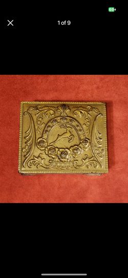 Vintage  Metal Hinged Lid Leaping Deer  Trinket Box Japan Vintage