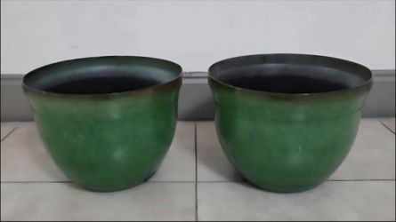 *** REDUCED *** PAIR of 12" (Diameter) Green Resin Planters (2 for $35) @ Lasting Creations