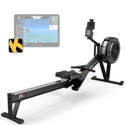 PASYOU Air Rowing Machine for Home 10-Level Resistance 350lb Load Rower Machine Foldable Commercial Row Machines with 47in Rail and Bluetooth Backlit 