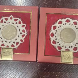 New Lenox Snowflake Porcelain Candle Holder set of 2