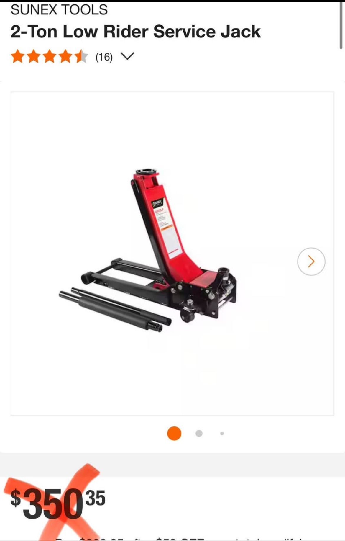 Floor Jack 2-Ton SUNEX TOOLS Low Rider Service Jack