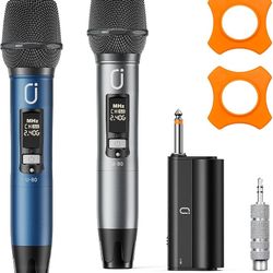 Brand New Wireless Dual Microphone System – 2 Metal Karaoke Mics, 240FT Range