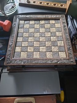 Aztec Myan handmade chess and checker