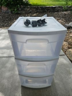 Sterilite white 3 drawer storage cart with clear doors