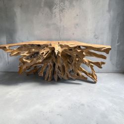 Teak Root Entryway Console Natural Wood
