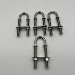 (4x) Marine Boat Stern Bow Eye Tie Down U Bolt, 3/8" x 4-1/2", Stainless Steel