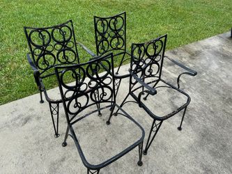4 Vintage Wrought Iron Chairs 