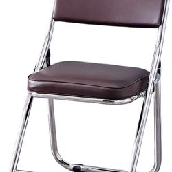 Leisure Training Computer Chairs, Student Dormitory Folding Back Chair, Leather Surface(Brown Color)$40