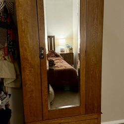 Vintage Mid-Century Armoire with Mirror 