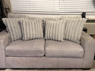 light gray sofa and love seat