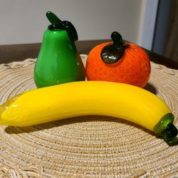 Glass Fruit Set- 3 Piece