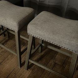 Two Gray Bar Stools