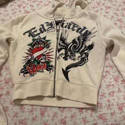 Edhardy cream zip up hoodie