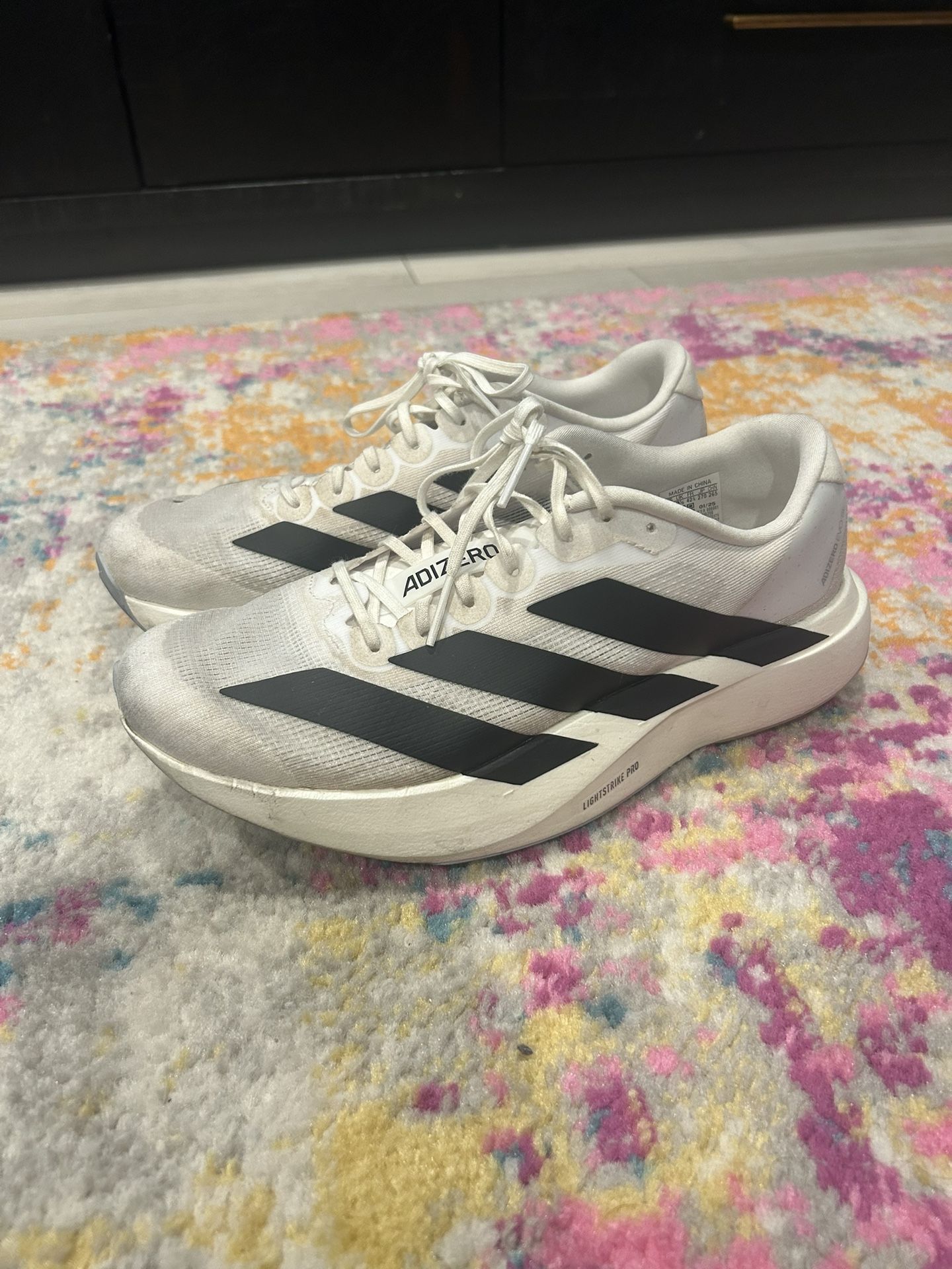 Adidas Adizero EVO SL women’s White and Black Athletic Shoes Size 10