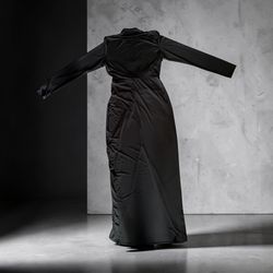 Women’s Brown V-Neck Ruched Stretch Knit Maxi Dress Long Sleeve One Size