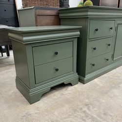 Green Two Drawer Side Table Or Dresser
