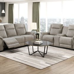 Smooth Microfiber Reclining Sofa And Loveseat