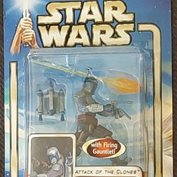 New 2002 Star Wars Jango Fett Final Battle Action Figure With Firing Gauntlet - AOTC - Mandalorian - Book Of Boba Fett - Rare