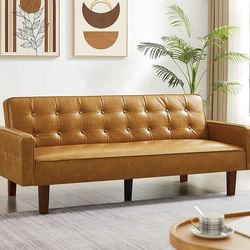 New in box Brown PU Sofa & Sofa Bed – Queen Size 67.71 × 37.79 × 7.08 in