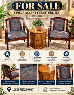 3-Piece Accent Furniture Set with Chairs and Table