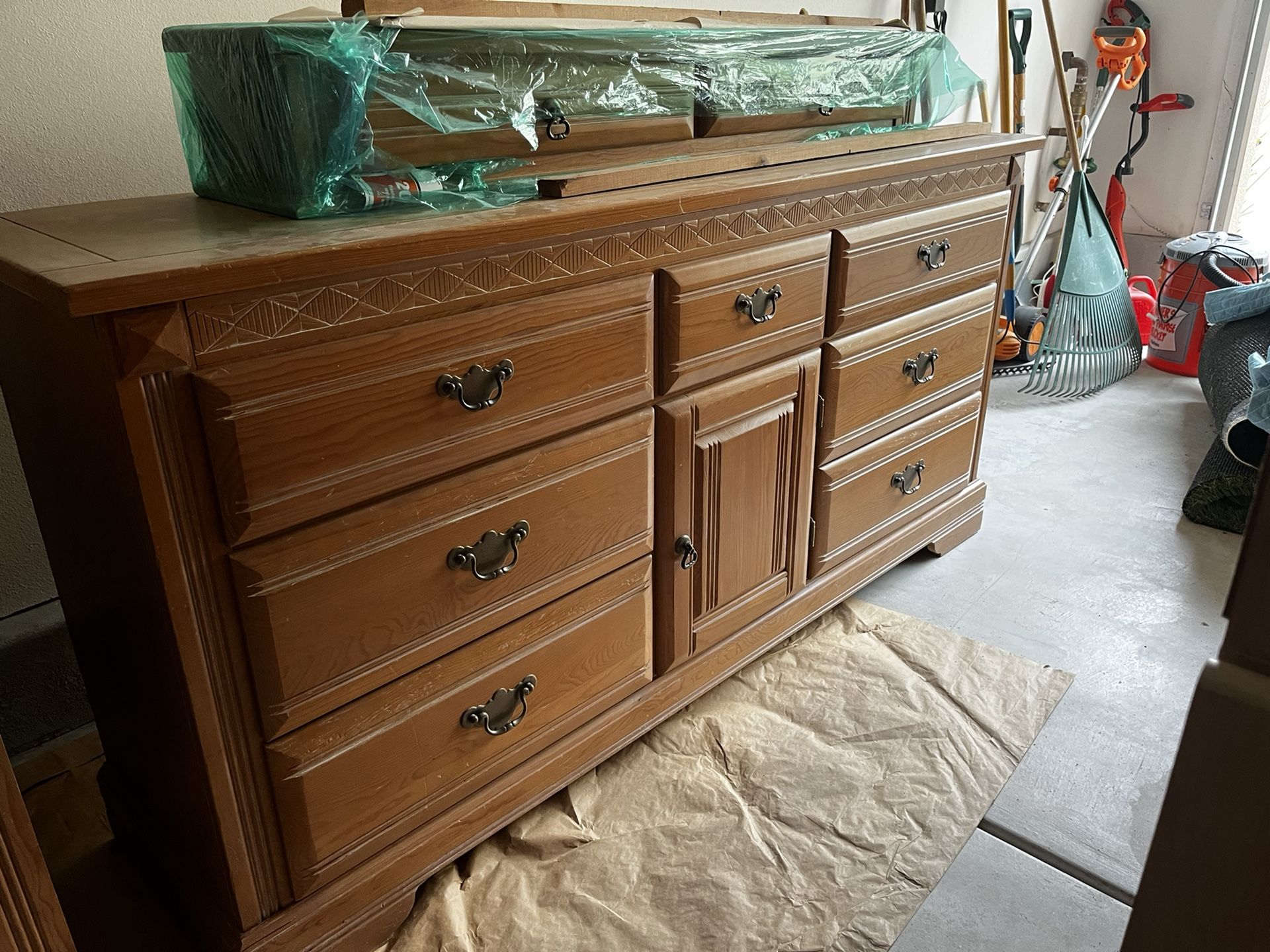 Pine Dresser And Mirror
