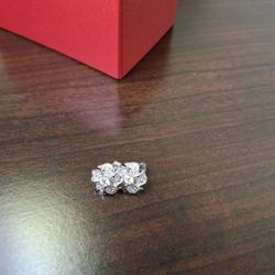 .925 Sterling Silver and 18k White Gold 0.4ctw Diamond Earrings 