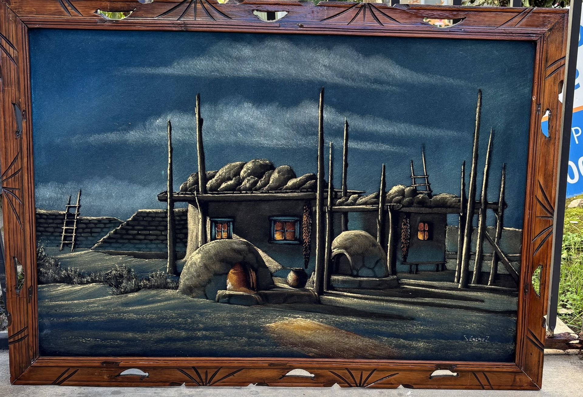 Vintage Sanchez Native American Canvas Painting