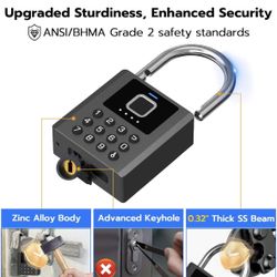 Heavy Duty Fingerprint Padlock with Key, Pad Lock with Code Keypad, Weatherproof Smart Bluetooth
