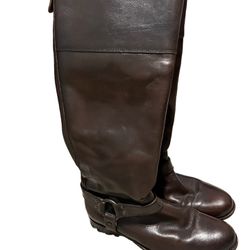 FRYE Melissa Harness Inside Zip Dark Brown Leather Work Riding Boots