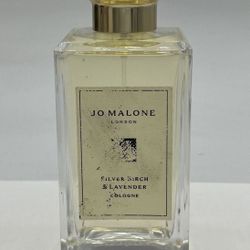 Jo Malone London Silver Birch & Lavender Cologne 3.4 Fl. oz. 100 Ml. New Without Box Authentic.
