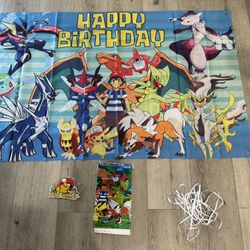 Pokémon birthday Backdrop Banner And Table Cover 