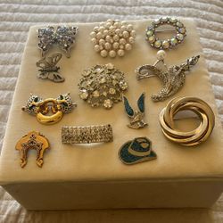 Vintage Brooches With Different Colors And Designs 