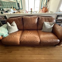Brown leather couch