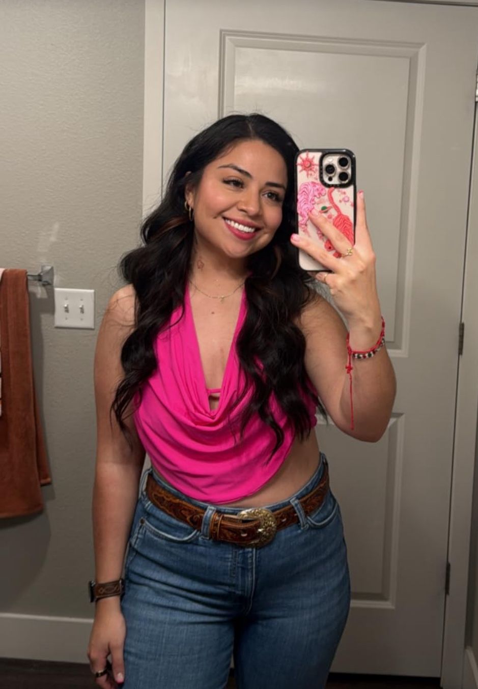 MEDIUM HOT PINK Women's Halter Draped Front Tank Top Sexy Backless Going Out Crop Vest Tops