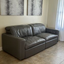 Recliner Sofa ( Grey Leather ) 