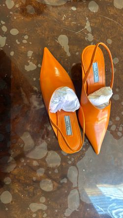 Prada Leather Slingback Pumps In Orange Vintage Style! Size 36 (6us)Authentic!!!!! 300 Or Best Offer
