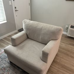 Modern Neutral Accent Chair – Light Beige Fabric