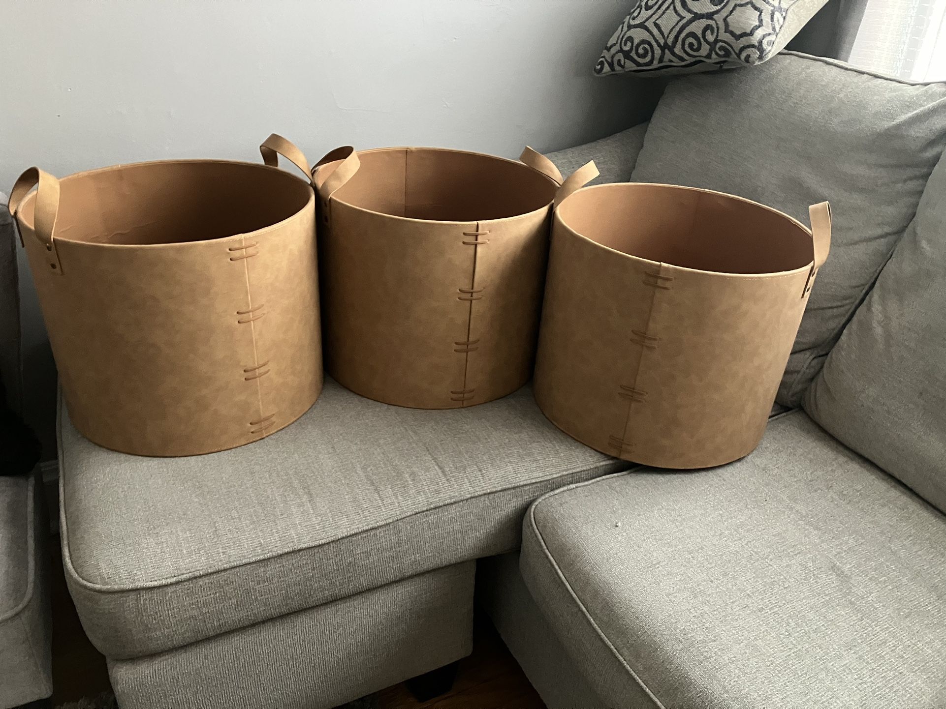 Faux Leather Storage Bin Camel $20 each