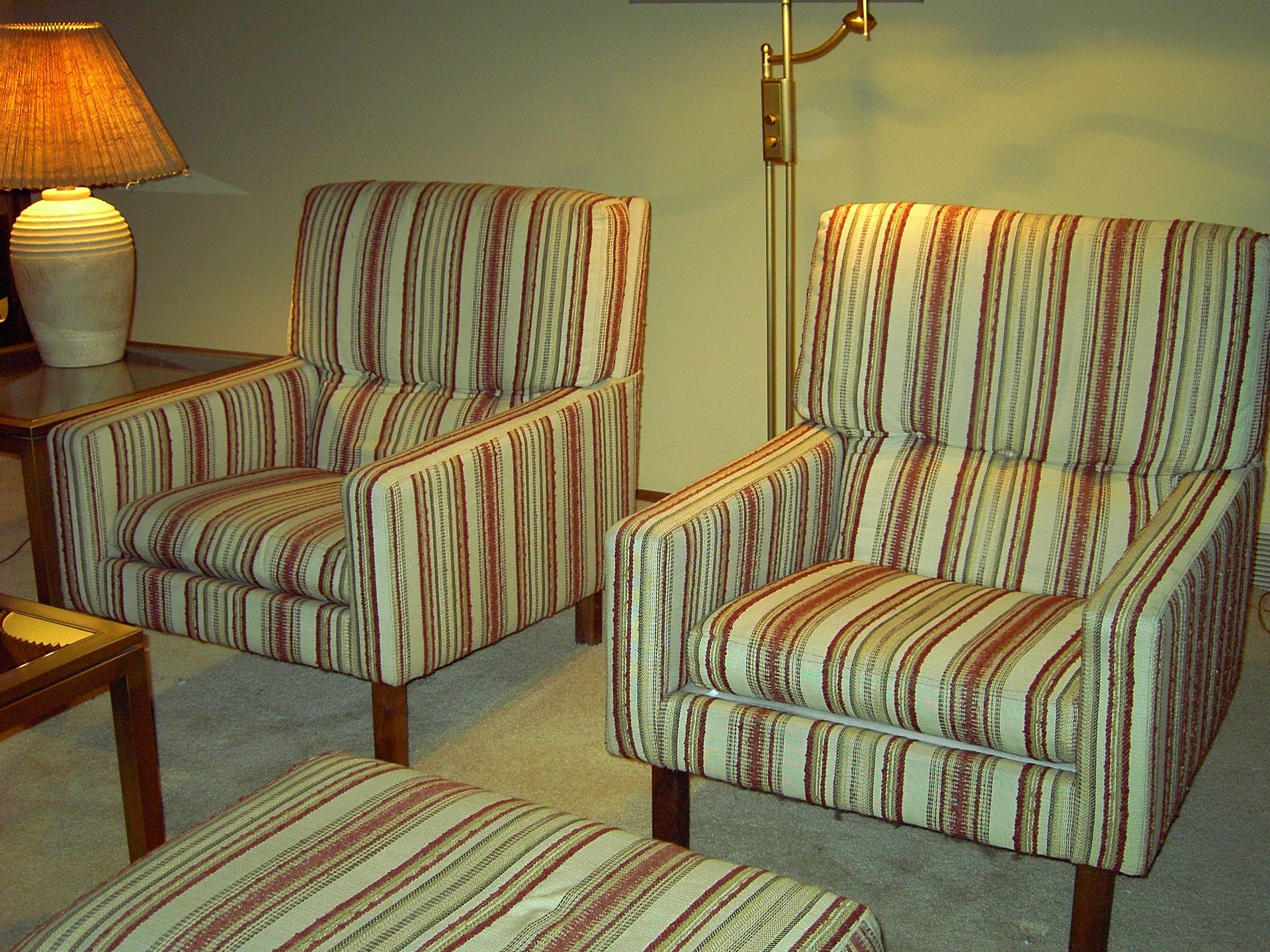 Upholstered High Back Living Room Chairs & Ottoman