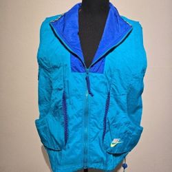 Vintage 90s Nike Aqua Blue Mesh Windbreaker Vest Size Medium. B17