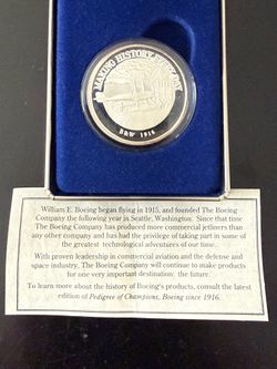 1991 Boeing “Making History Every Day” 1 Troy Oz .999 Fine Silver Proof Round – Original Box & COA