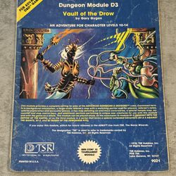 Dungeons & Dragons D&D "Vault of The Drow" (1st Ed., 1980) TSR#9021